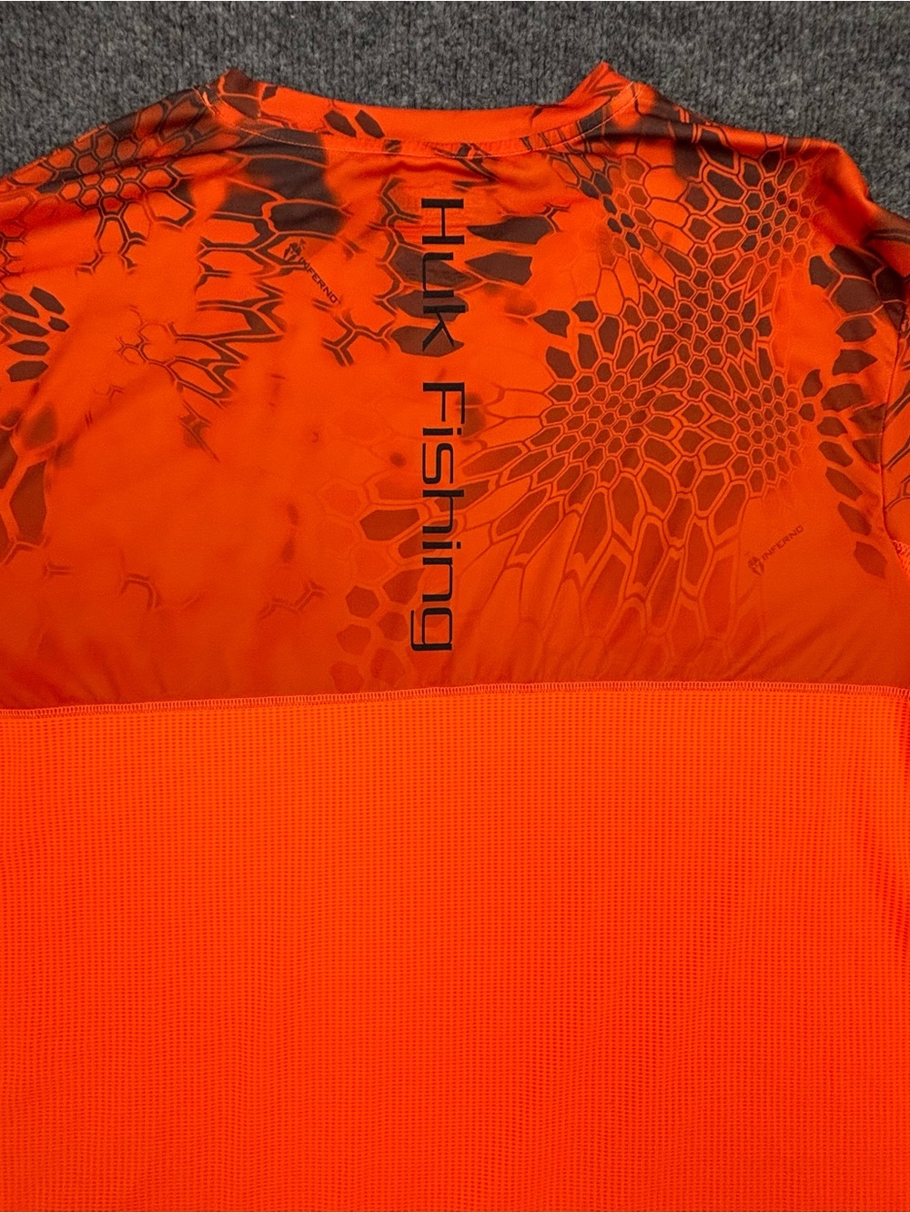 Huk Fishing Shirt Mens XL Orange Kryptek Camo Long Sleeve Performance UV Hunt - Picture 14 of 14